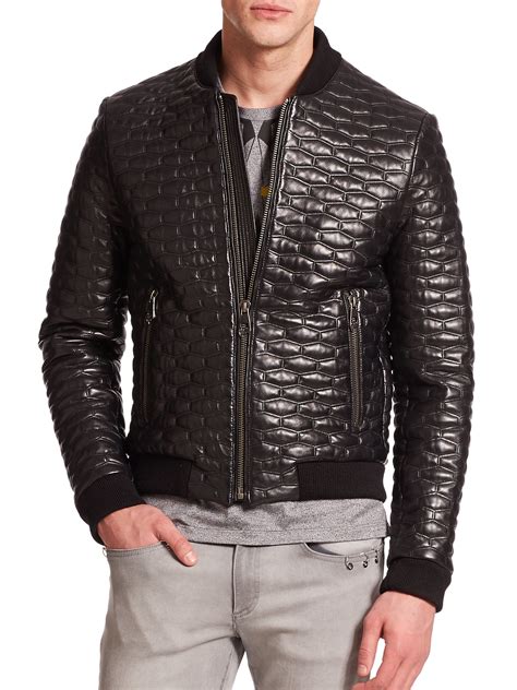 versace mens padded jackets|Versace leather jacket men's.